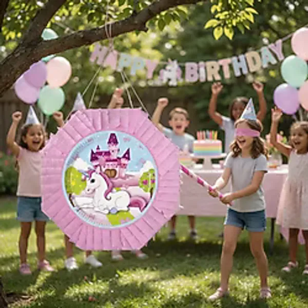 Dodomar Unicorn At Pinyata Pembe 42 cm Sopalı Doğum Günü Parti Oyunu Seti