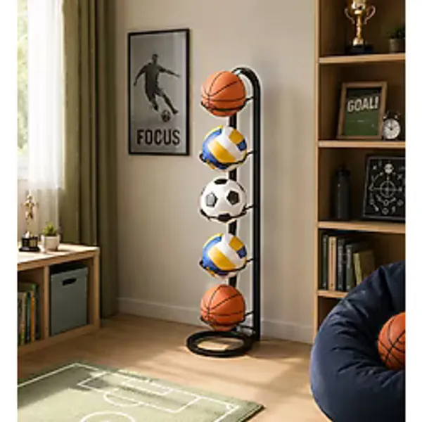 Doffo 5 Raflı Top Sepeti Çok Katlı Top Depolama Alanı Metal Top Sepeti ve Rafı