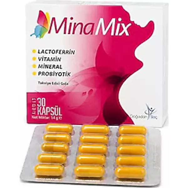 Doğadan İlaç MinaMix Lactoferrin Vitamin Mineral ve Probiyotik içeren takviye edici gıda