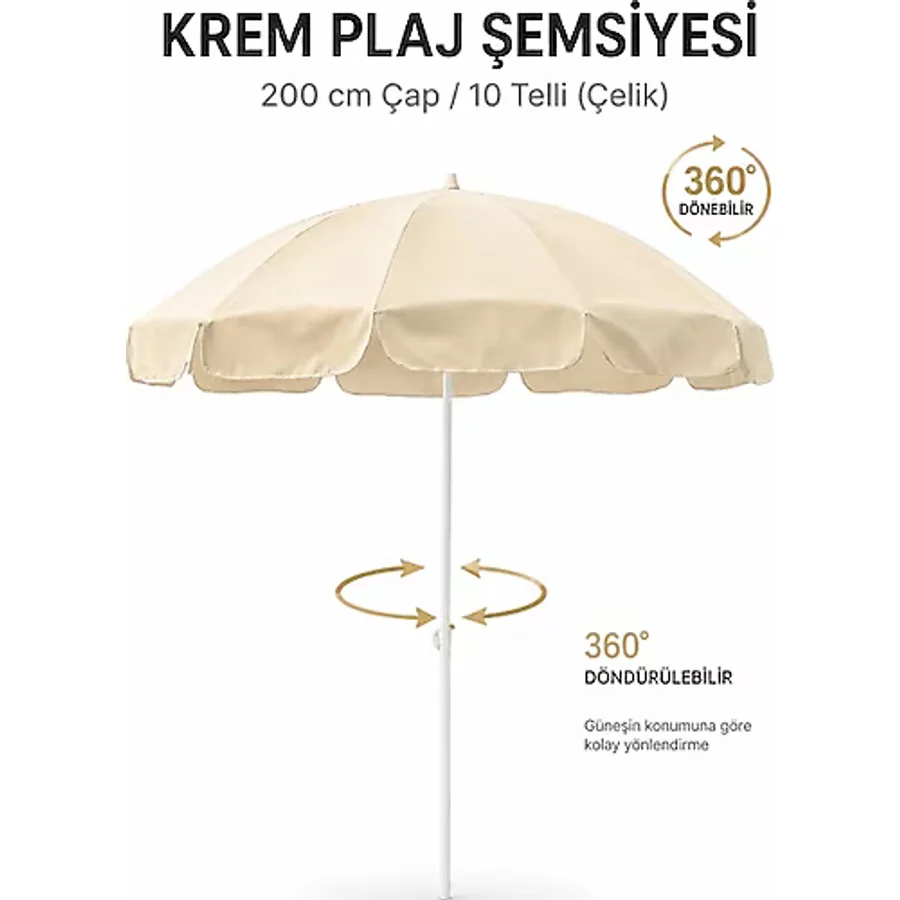 Dogahomes Bahçe Şemsiyesi Şemsiye Plaj Şemsiye Eğilebilir Gölgelik 200 cm
