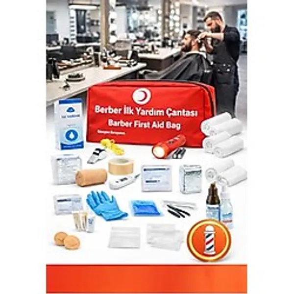 Doğal Eczane Berber İlk Yardım Çantası 50 Parça Kırmızı