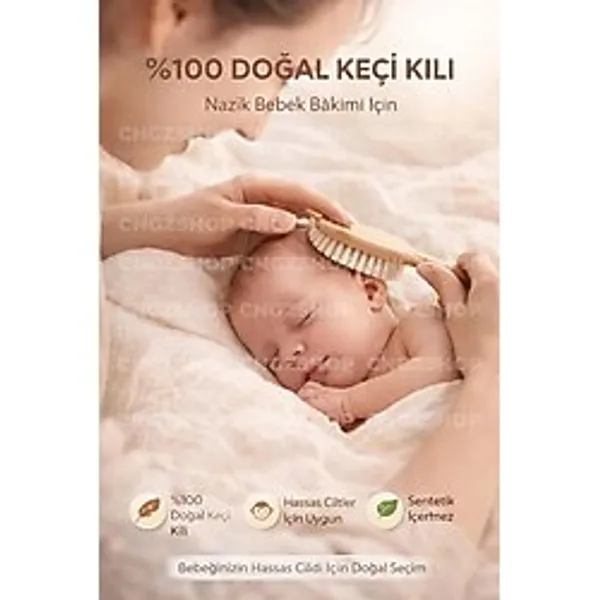 Doğal Keçi Kılı Bebek Saç Fırçası,%100 Doğal Yumuşak Kıllı Yenidoğan Bebek Tarağı