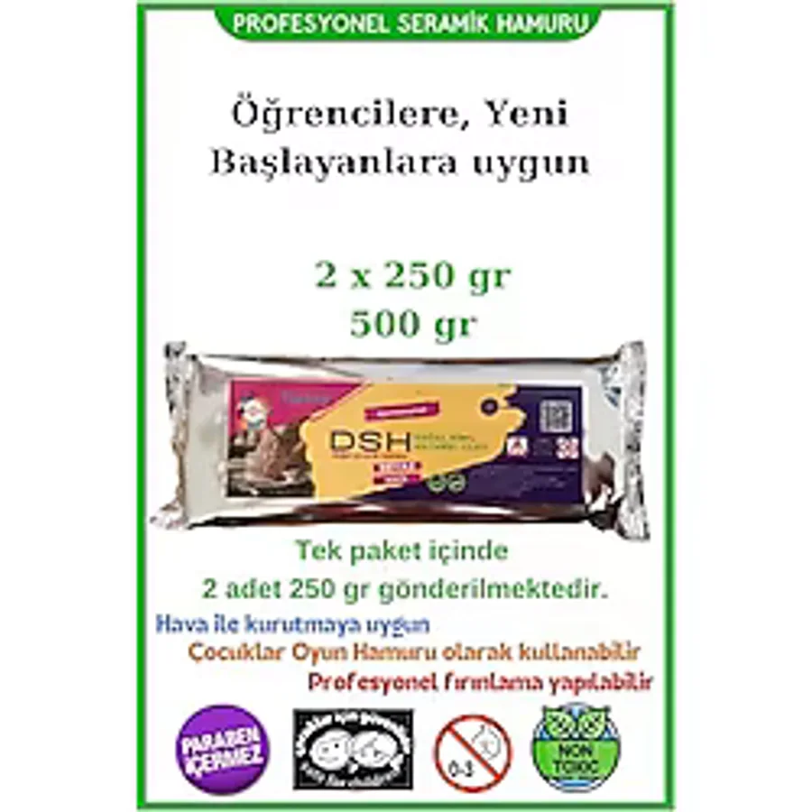 Doğal Seramik Hamuru Doğal Seramik Hamuru 2x 250 gr (500 Gr) Kil Çamuru, Okul İçin Doğal Oyun Hamuru