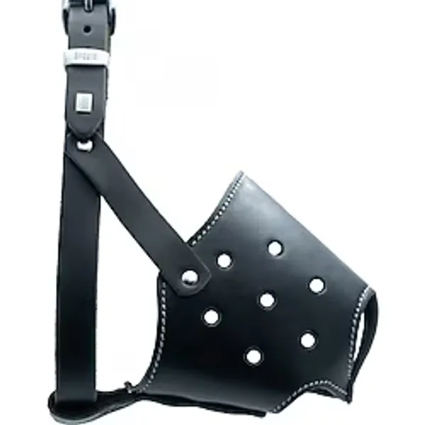Doggie Eğitim Serisi Gerçek Deriden El Yapımı Kısa Burunlu Köpek Ağızlığı, Xl-2X60-65 Cm, Siyah