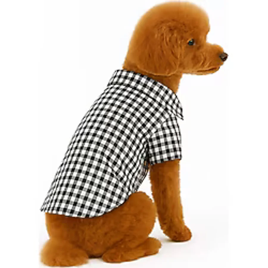 DOGİ&DOG Küçük Irk Siyah Oduncu Kedi Köpek Gömleği Kedi Köpek Kiyafeti