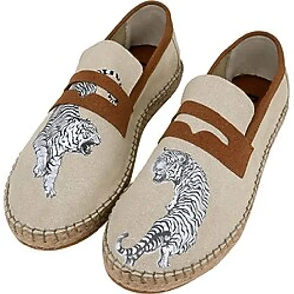 Dogo Erkek Vegan Krem Espadril - Uptown Tigers Tasarım - Multi - 44