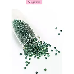 Dökme Cam Kum Boncuk (8/0) 3 mm - 60 Gram - Parlak Yeşil - BNC203