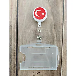 Doktorbonem Türk Bayrağı Silikon Yoyo Yaka Kartlığı Yatay Dikey Kart Koruyucu