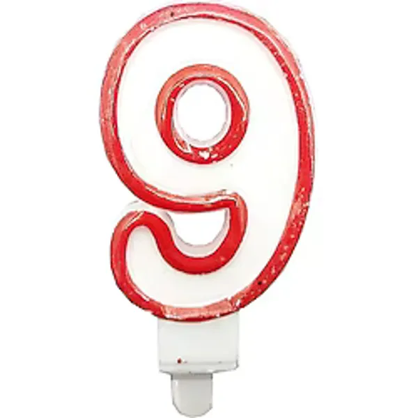 Dokuz Rakamlı Doğum Günü Pasta Mumu ( 7X3 cm) - Sayılı Mum - Pasta Süsü