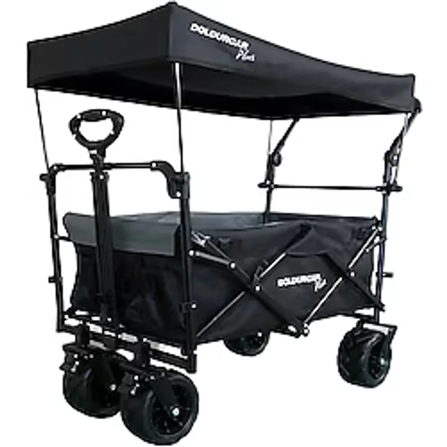 Doldurcar Plus Katlanabilir Vagon UV Engelleyici Gölgelik Tente Büyük Tekerlekli Plaj ve Kamp Arabası Çocuk ve Yük Taşıma Arabası Bahçe, Seyahat İçin Katlanabilir Hafif Alışveriş Arabası