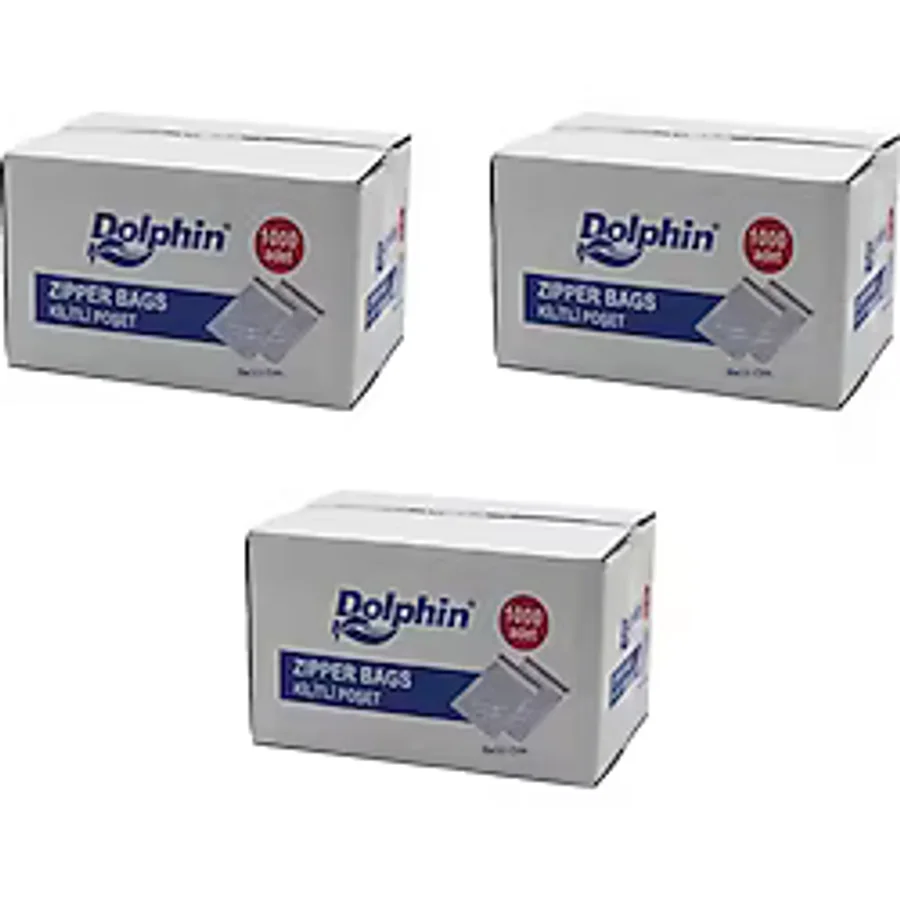 Dolphin Kilitli Şeffaf Buzdolabı Kilitli Saklama Poşeti Torba - 9x11 Cm. - 1000 Adetlik 3 Kutu