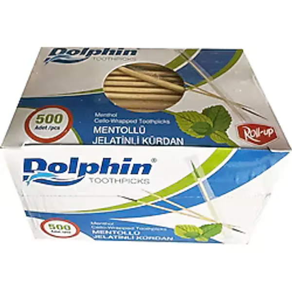 Dolphin Mentollü Jelatinli / Poşetli Ahşap Kürdan - 500 Adetlik Paket