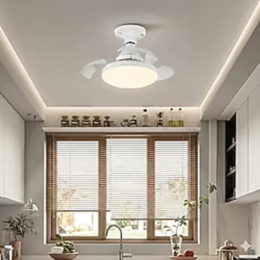 Dolunay Fanlı LED Ampul - 72W 7850 Lümen - 3 Renk Yanma Modlu (Beyaz, Gün Işığı, Natural) - Uzaktan Kumandalı, Cata Dimlenebilir Hayalet Pervaneli Tavan Vantilatörü ve Aydınlatma