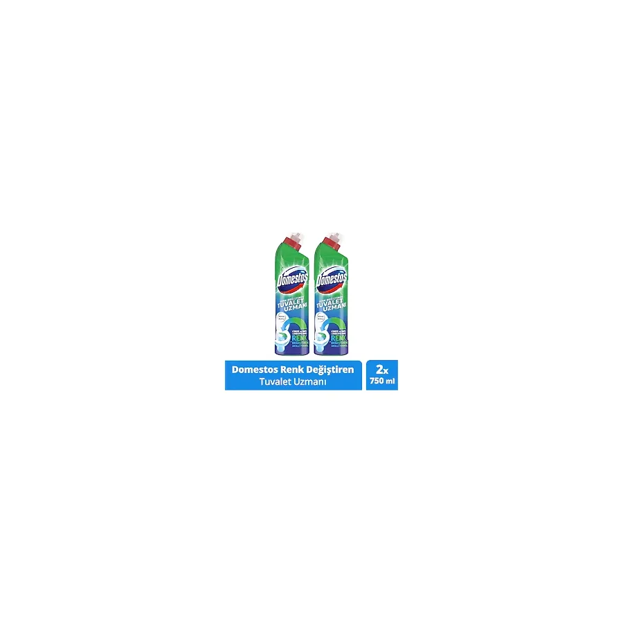 Domestos Renk Değiştiren Tuvalet Uzmanı Temizleyici ve Kireç Çözücü 2 x 750 ML