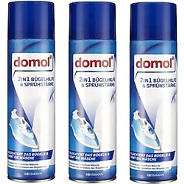 Domol Çamaşır Ütü Kolası Sprey 500 ml x 3 2in1 Bügelhilfe ve Spreh Starke ile Ütüleme Kolaylığı