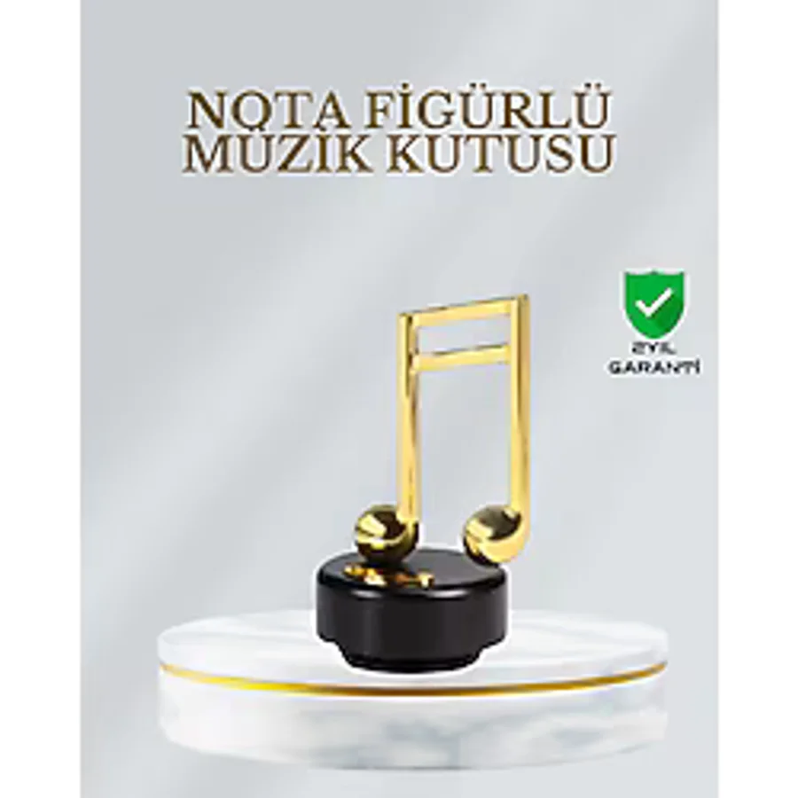 Dönen Nota Figürlü Müzik Box Işıltılı Dekoratif Tasarım