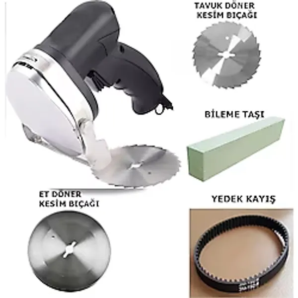 Döner Kesme Makinası Elektirikli+Yedek Tavuk Döner Kesme Bıçağı+Yedek kayış+Bileme taşı-RDC