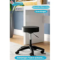 Döner ofis Kasiyer Taburesi Tekerlekli deri döşeme oturak eczane laboratuvar Çalışma Koltuğu