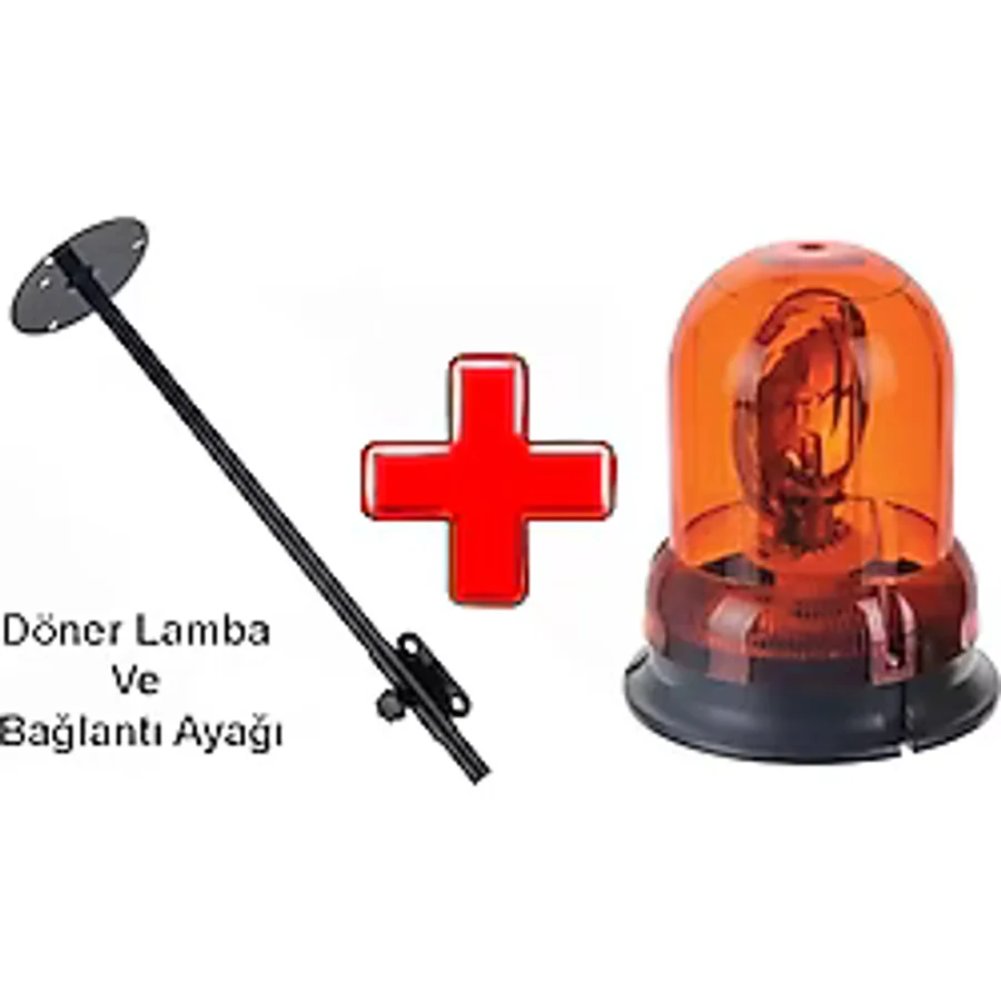 Döner (Tepe) Lamba 12V + Asansörlü Döner Lamba Ayağı Set (492771414)