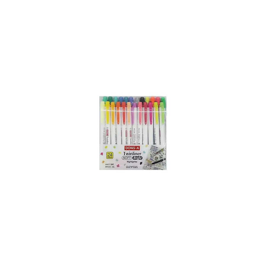 Dong-A Twinliner Soft Bright Çift Taraflı 24'lü Fosforlu Kalem Seti