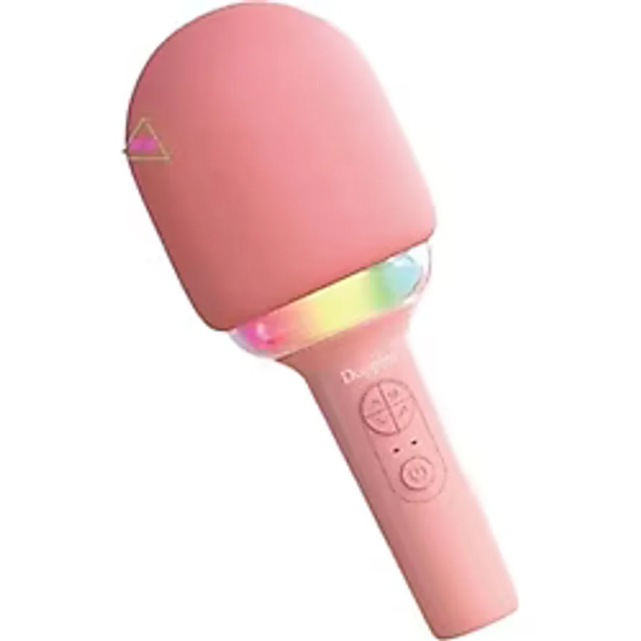 Doppler Rainbow Pembe Karaoke Mikrofonu Ledli Ses Değiştirme Özellikli Işıklı Yeni