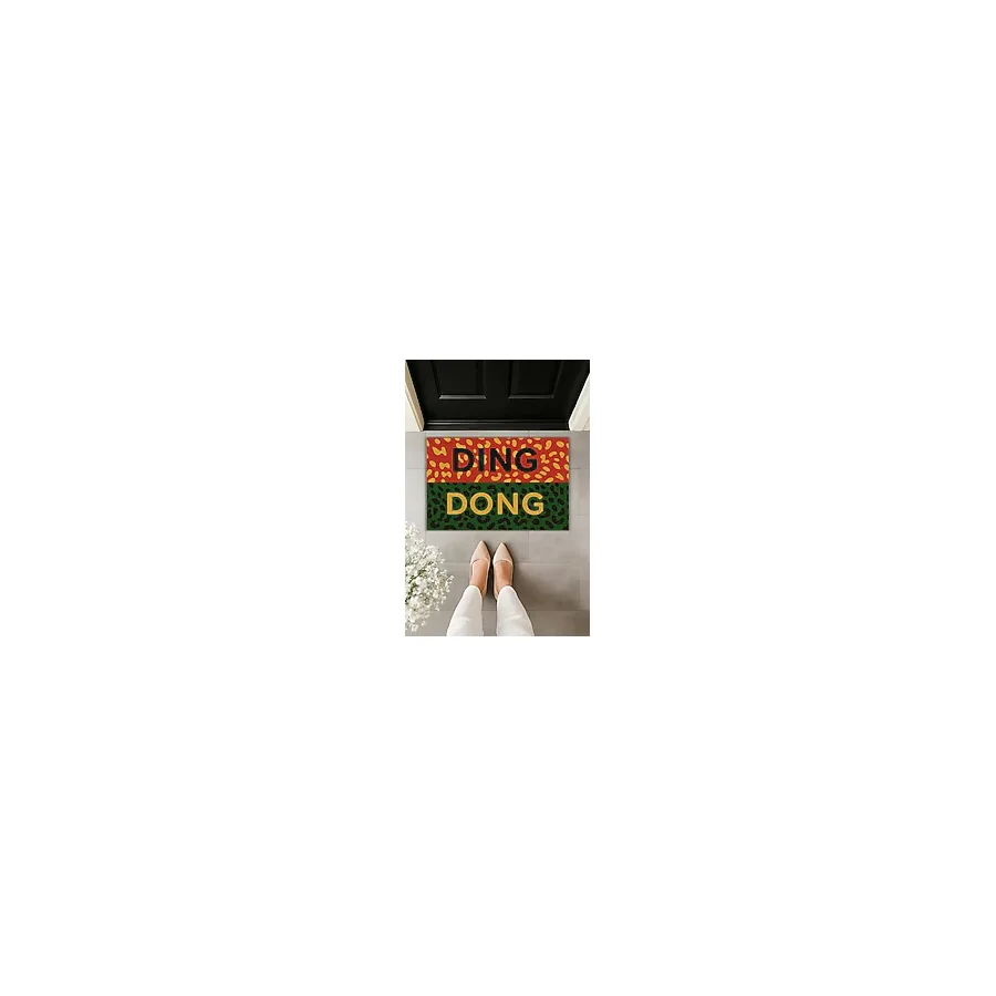 Dormot Modern Dijital Baskı Çok Renkli DING DONG Kapı Önü Paspas 70x45cm