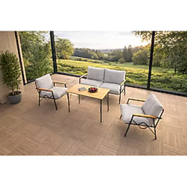 Doruk Home Balkon, Bahçe, Cafe, Metal Koltuk Takımı, Bahçe Takımı , Çay Seti, 2 1 1 Açık Gri Masa