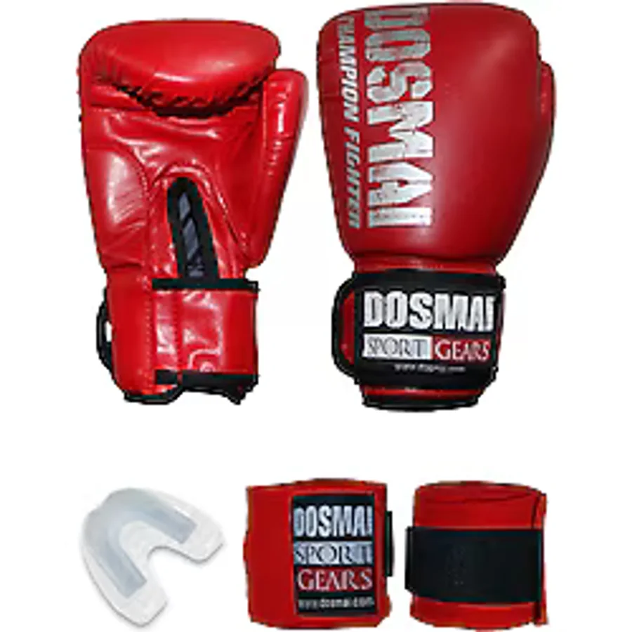 Dosmai Esquize Boks Eldiveni Boks Dişlik Boks Bandaj Seti Kırmızı