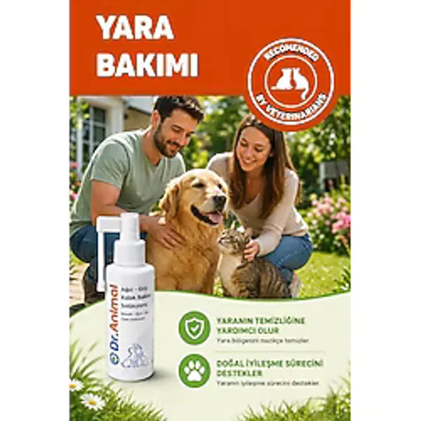 Dr. Animal 100 ml Ağız, Göz, Kulak, Deri Bakım Solüsyonu Hassas Cilt Uyumlu Alkol ve Kimyasal İçermez