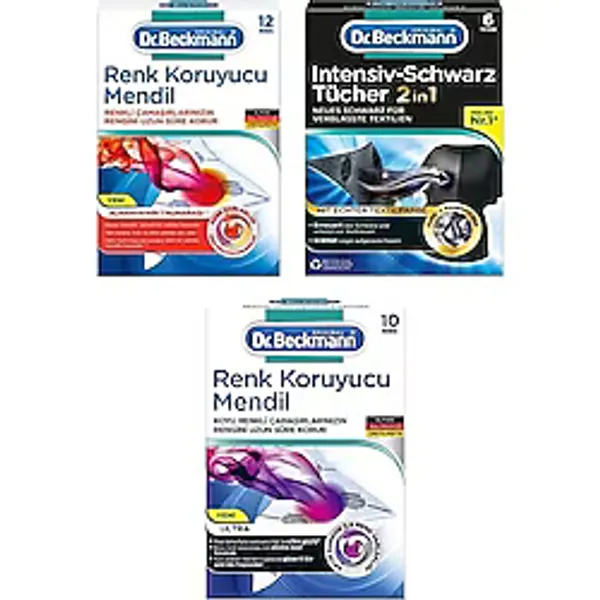 Dr.beckmann Renk Koruyucu ve Kir Giderici Mendil Seti ( Renkli, Koyu Renkli ve Siyah Çamaşırlarınız İçin) - 10 Yıkama