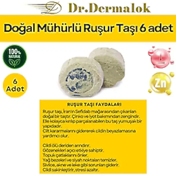 Dr.Dermalok Doğal Mühürlü Ruşur Taşı 6 Adet