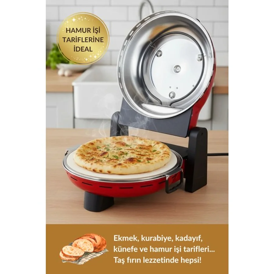 Dr.Maya Pro Plus Taş Fırın Kırmızı Pizza Makinesi