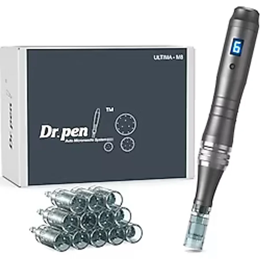 Dr. Pen Ultima M8 Microneedling Pen, Original Dr. Pen Wireless Microneedling Machine Professional Microneedle Pen Kit for Face Body Hair Beard Growth Gift Women - 12 Cartridges