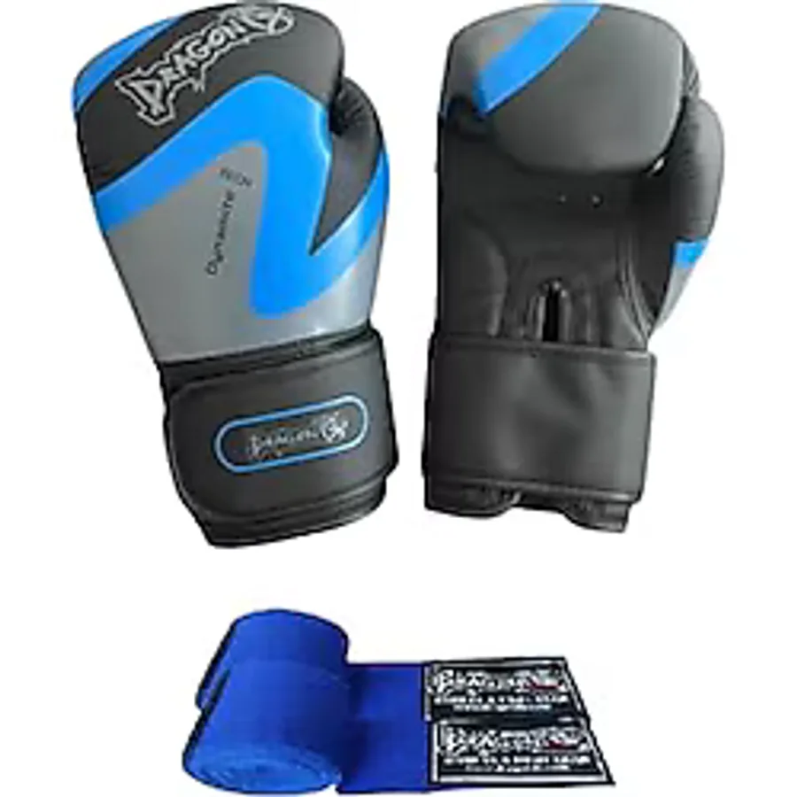 Dragon Do Dynamite Kick Boks Eldiveni Ve Mavi Bandajlı 2'Li Set -Antrenman Sparring İçin Profesyonel Koruma 10 Oz,TYBMS20SO1STT7RU03