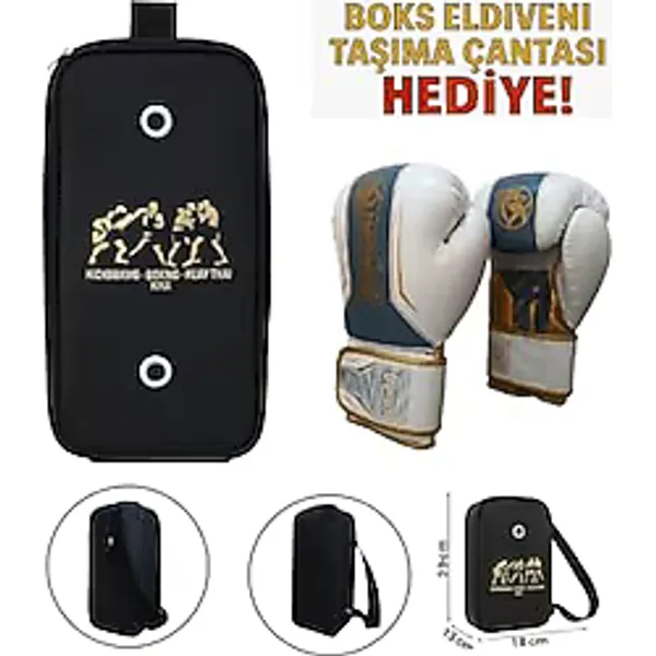 Dragon Do Legacy Kick Boks Eldiveni Muay Thai Ve Eldiven Taşıma Çantalı Beyaz Altın 12 Oz,30117-lgc-byz-12