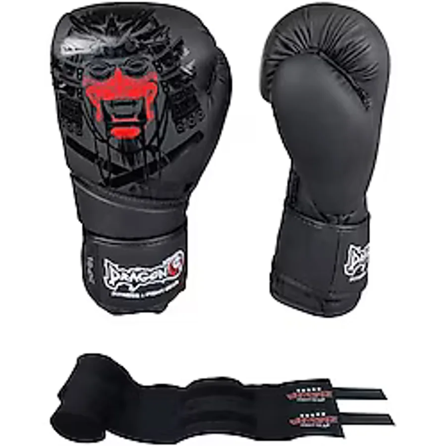 Dragon Do Yakuza Kick Boks Eldiveni Muay Thai Ve Whiteface Bandajı 2'Li Set Siyah 10 Oz,TYBPPAOLH28WHVD581