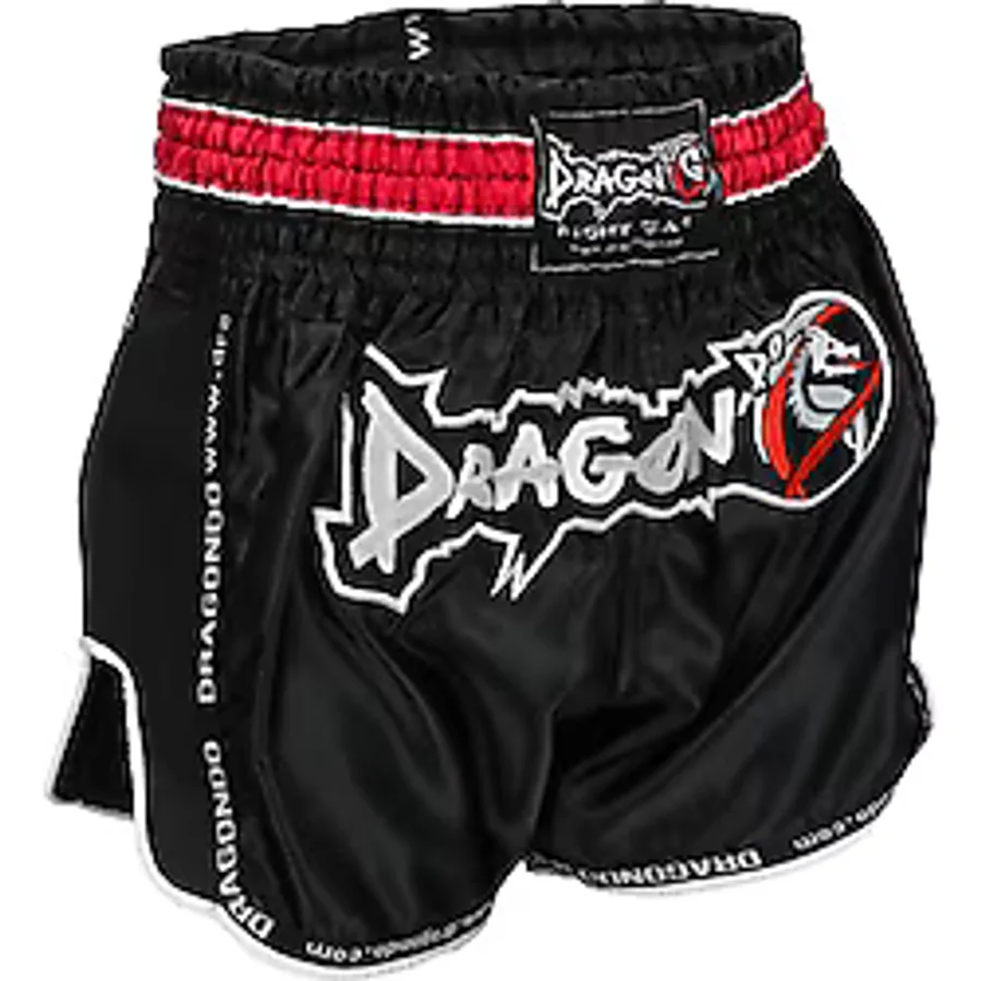 Dragondo Mt3075 Retro Neo Muaythai Şortu Siyah Retro Muay Thai Şort