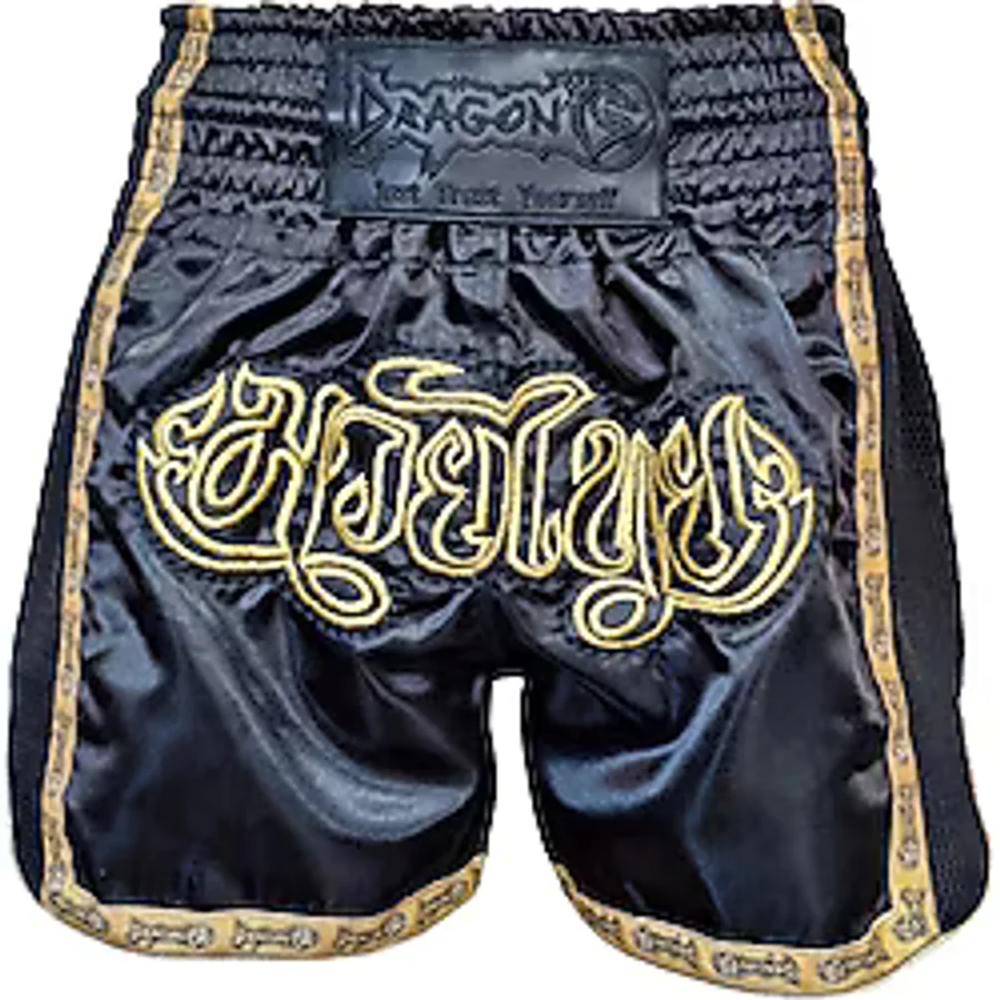 Dragondo Mt3090 Muay Thai Şortu Nakışlı Muay Thai Şort 001 siyah
