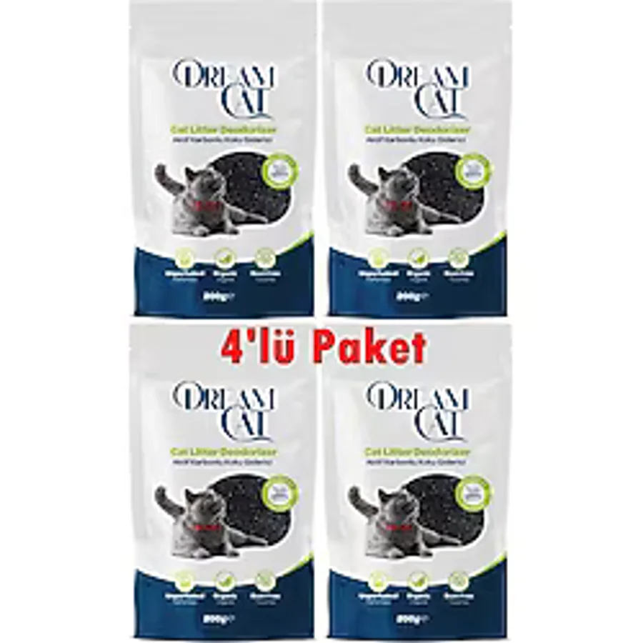 Dream Cat Aktif Karbonlu 200 gr 4'lü Kedi Kumu Koku Giderici