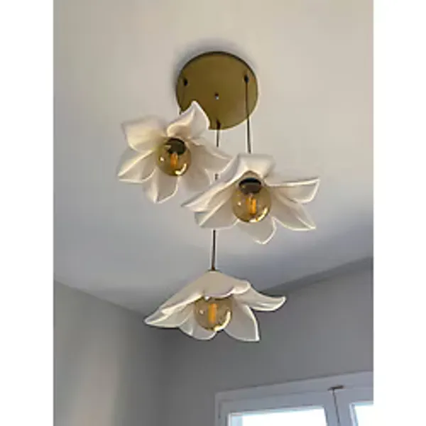 DREAM MODE Fleura 3'lü Çiçek Tasarımlı Sarkıt Avize Modern Bohem Dekoratif Tavan Aydınlatması E27 Oturma Odası, Salon ve Yemek Masası Avizesi