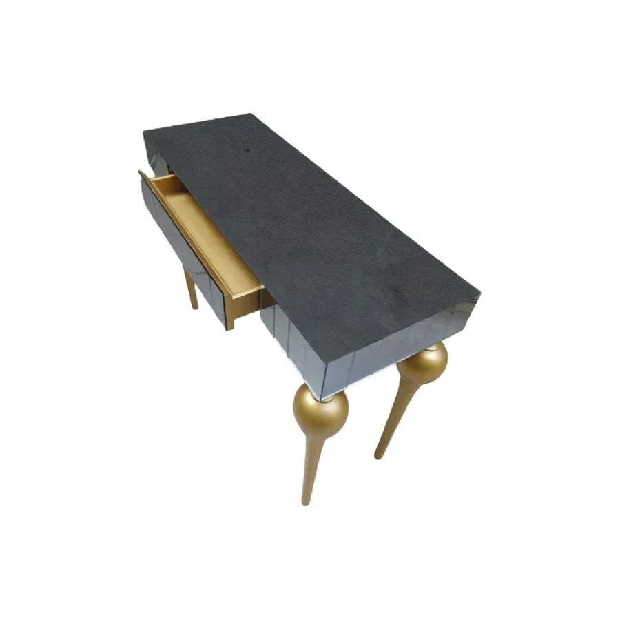 Dresuar 12388 TOMBUL ayak Model Kayın MDF tabl Parlak gold Ayak Füme cam Kaplama