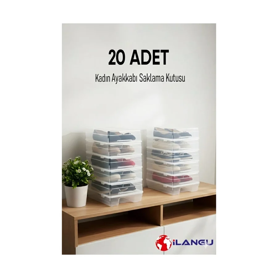 Dripon 20 Adet Şeffaf Kadın Ayakkabı Saklama Kutusu-Hava Kanallı-Ayakkabı Düzenleyici