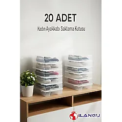 Dripon 20 Adet Şeffaf Kadın Ayakkabı Saklama Kutusu-Hava Kanallı-Ayakkabı Düzenleyici