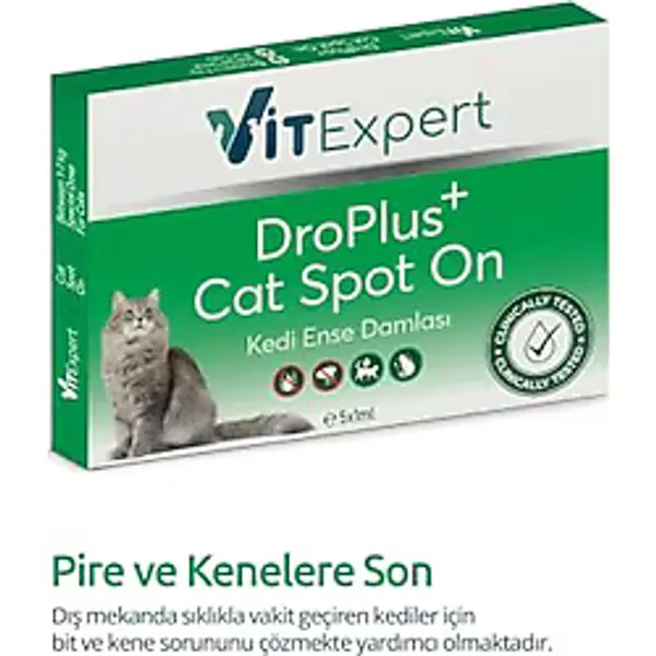 Droplus Kedi Damlası Pire Dış Parazit Bit Kene Deri Bakımı İçin Bitkisel Damla (1-7 Kg) 5 Tüp (1)