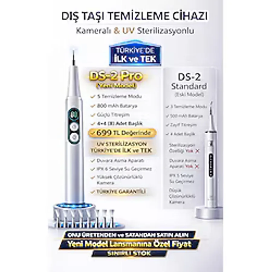 Ds2 Kameralı Diş Taşı Temizleme Cihazı, Diş Tartar Sökücü Plak Ve Leke Temizleyici, Diş Beyazlatma