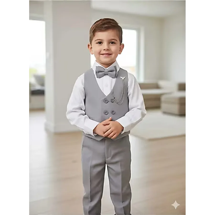 DUBLİNO KİDS Erkek Çocuk Smokin Takım Elbise Yelekli Papyonlu