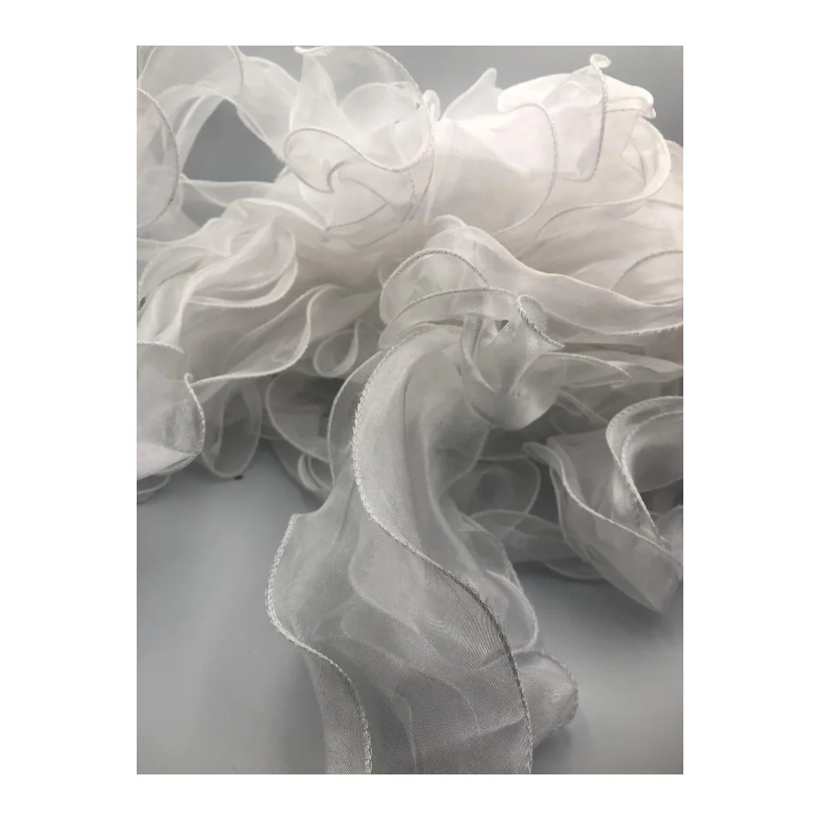 DUCK HOBY Fırfırlı Tül Organze Kurdele 2 Mt (7cm x 2mt), Çiçek Malzemesi, Gelin Buketi, Bohça Misinalı Fırfır