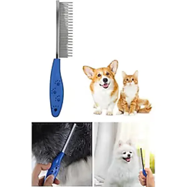 DUFFA Ergonomik Kedi Ve Köpek Tüy Açma Tarağı, Köpek Kıtık Açıcı Bakım Tarağı, Metal Tarama Fırçası, Tüy Dökme Önleyici