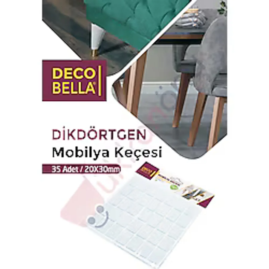 Dükkanönü Yapışkanlı Sandalye Koltuk Mobilya Ayak Keçesi Zemin Koruyucu Keçe Dikdörtgen (35 Adet / 20x30 Mm.)