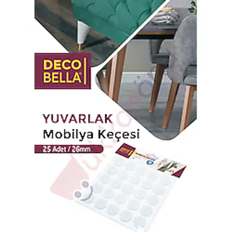 Dükkanönü Yapışkanlı Sandalye Koltuk Mobilya Ayak Keçesi Zemin Koruyucu Keçe Yuvarlak (25 Adet / 26 Mm.)
